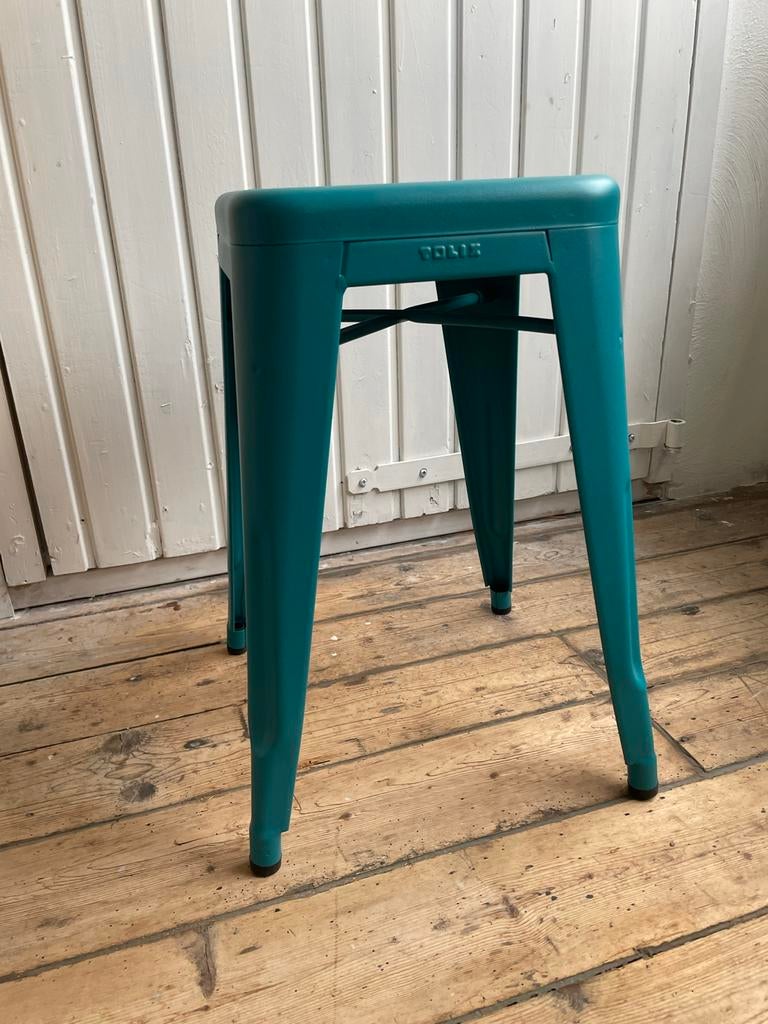 Originele Tolix Kruk - Groen/Blauw - 55cm, Gebruikt, Blauw, Ophalen of Verzenden, Metaal