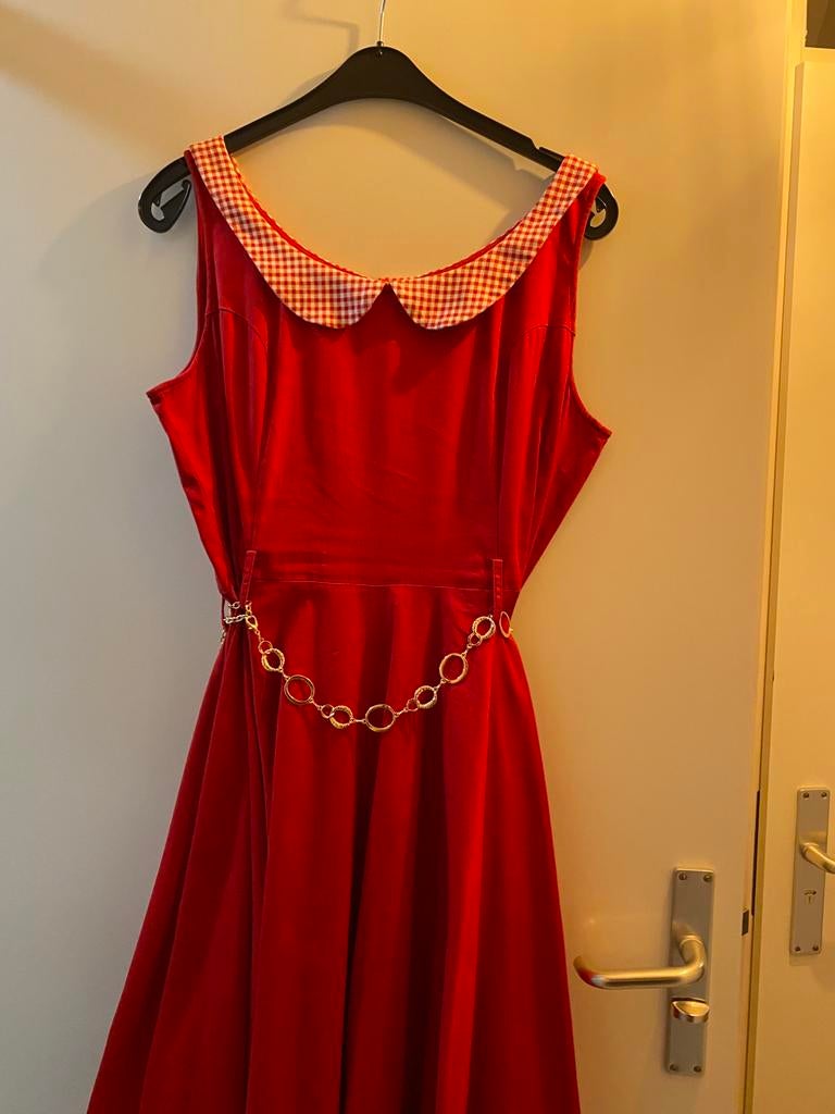 Rode Swingjurk, Kleding | Dames, Gelegenheidskleding, Overige typen, Maat 46/48 (XL) of groter, Ophalen of Verzenden, Zo goed als nieuw