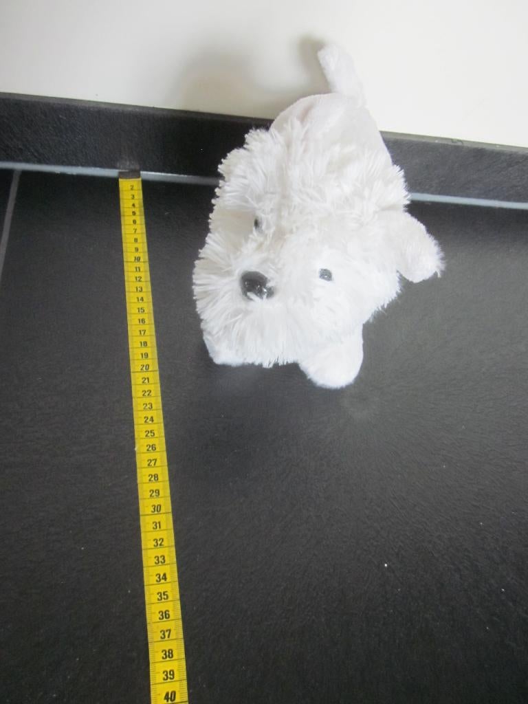 Toi-Toys wit superzacht wit pluche hond hondje langharig hoo, Ophalen of Verzenden, Nieuw, Hond