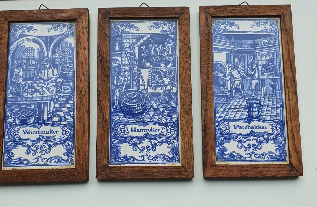 Set van 3 Delfts Blauwe Ambachtstegels, Ophalen of Verzenden