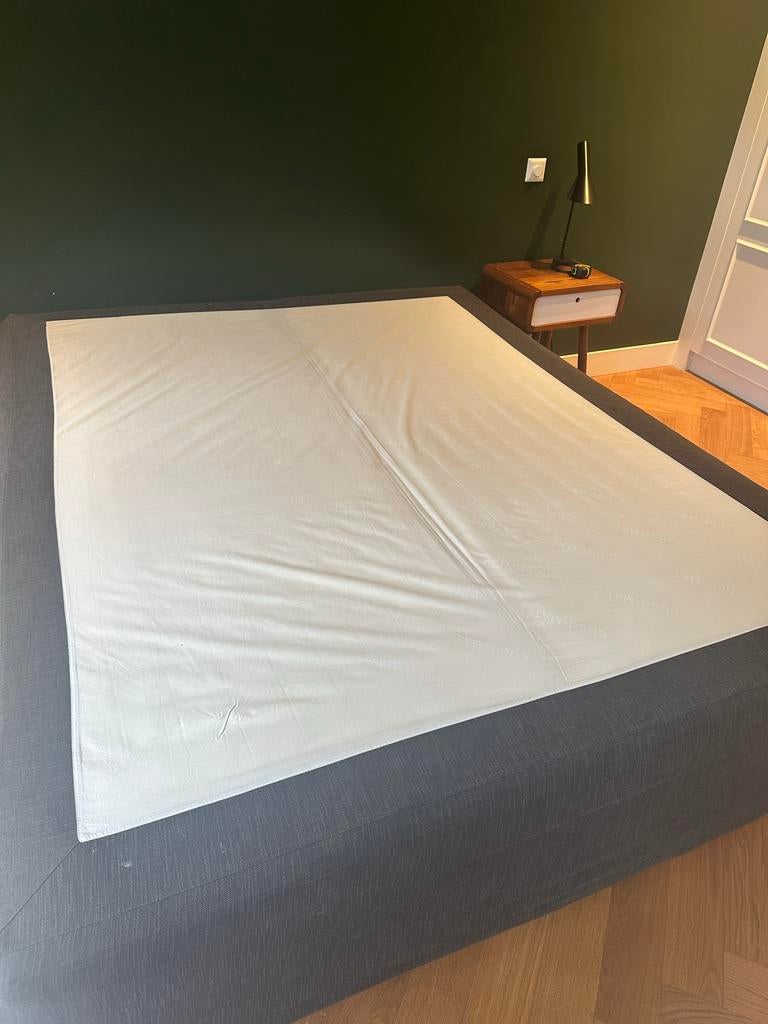 Cocomat boxspringhoes / rok, Huis en Inrichting, Slaapkamer | Beddengoed, Gebruikt, Overige typen, Tweepersoons, Grijs, Ophalen of Verzenden