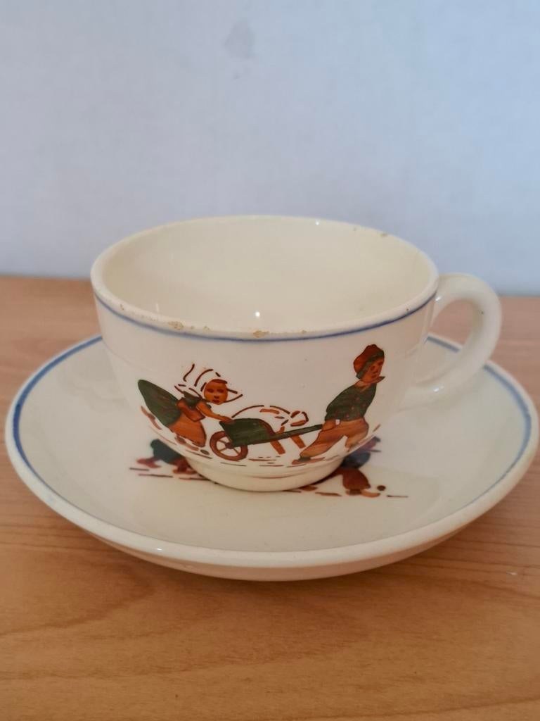 Antiek kinder kop en schotel Chodziez, Antiek en Kunst, Ophalen of Verzenden