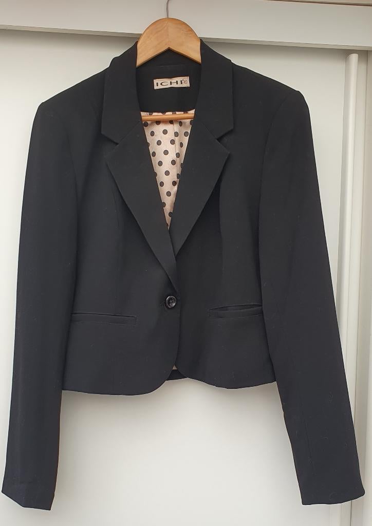 Ichi zwarte blazer, stipjesvoering M/L  zgan, Maat 38/40 (M), Zwart, Ophalen of Verzenden, Zo goed als nieuw
