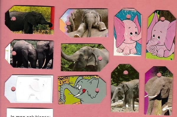 0057) olifanten labeltjes, Ophalen of Verzenden, Zo goed als nieuw, Wild dier, Overige typen