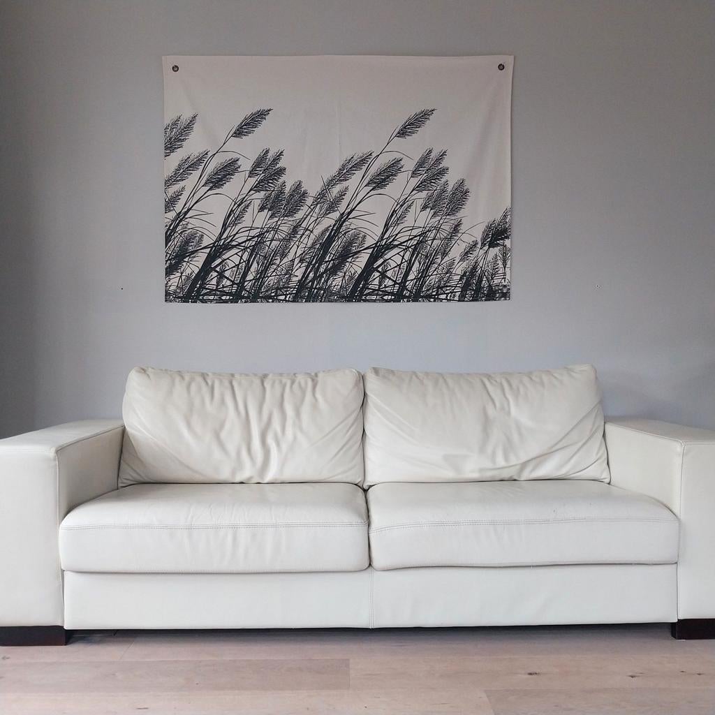 Crème leren 2-zits bank, Ophalen, Gebruikt, Tweepersoons, Leer