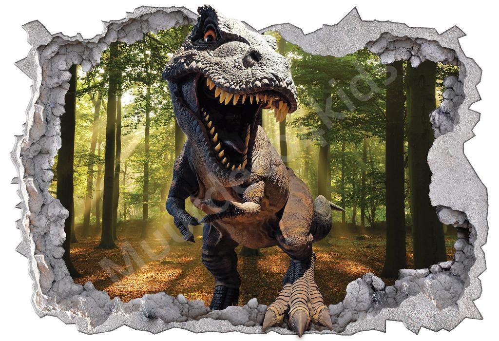 Dinosaurus poster behang T-Rex met 3D-effect *Muurdeco4kids, Verzenden, Nieuw, Wanddecoratie