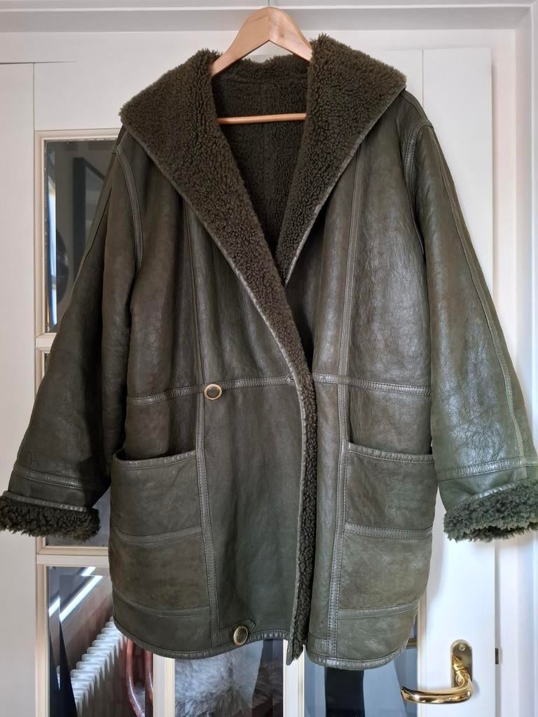 Vintage Kuda Furs Lammy Coat - Maat L, Maat 42/44 (L), Ophalen of Verzenden, Gedragen, Groen