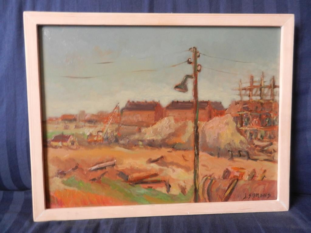 Olieverf Kastelenbuurt Amsterdam Jan Sijmons 30 x 40 cm, Ophalen of Verzenden