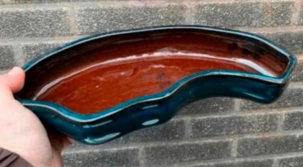 Bonsai Water-schaal blauw roodbruin geglazuurd 31,5x13,5x5, Ophalen of Verzenden, Zo goed als nieuw, Overige vormen, Aardewerk