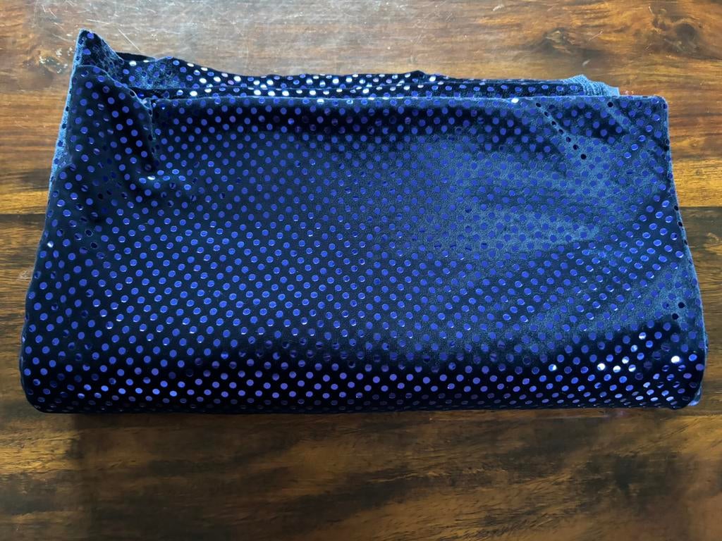Zeer mooie lycra velours met pailletten, Hobby en Vrije tijd, Stoffen en Lappen, Overige materialen, Blauw, 120 cm of meer, Nieuw