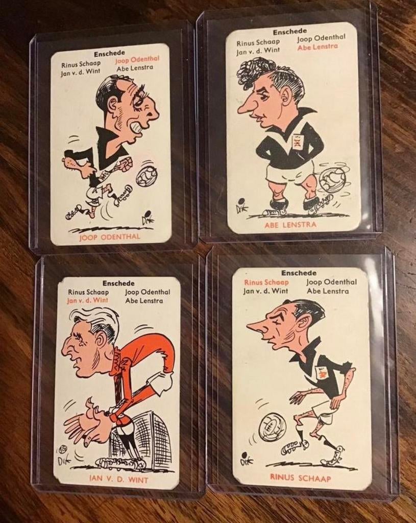 Voetbal Dik Bruynesteyn 4x kwartetkaart Enschede Monty 1958, Verzamelen, Sportartikelen en Voetbal, Spelerskaart, Ophalen of Verzenden