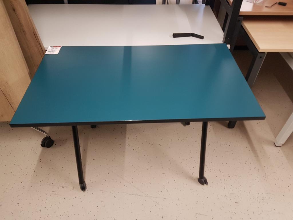 Klaptafel 120*70cm, verrijdbaar, kleur zwart/blauw, Ophalen, Overige houtsoorten, 100 tot 150 cm, 50 tot 100 cm