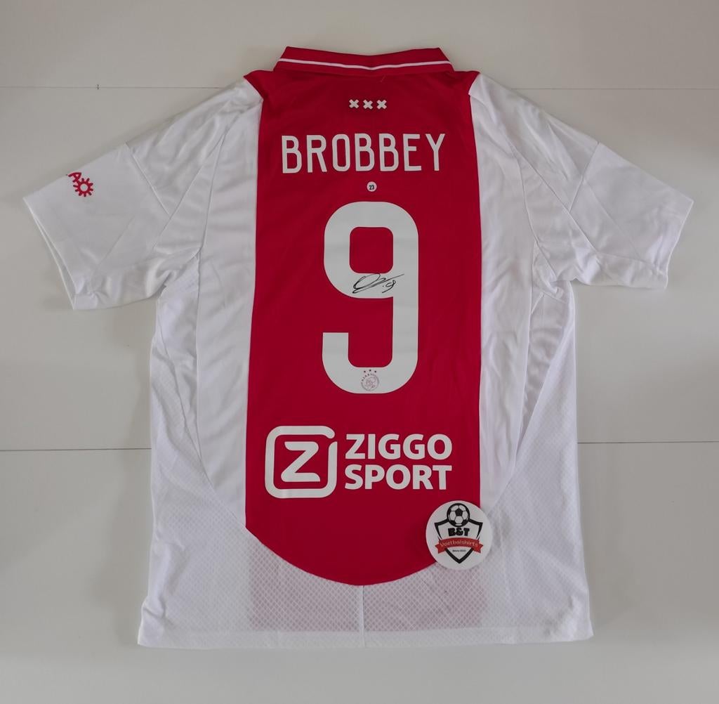 Gesigneerd Ajax Shirt Brobbey #9, Sport en Fitness, Voetbal, Shirt, Verzenden, ., Maat L