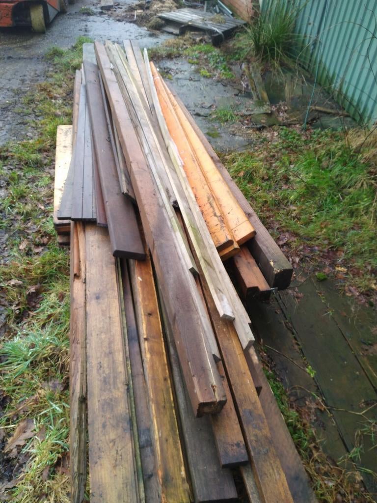 Pallet met mix van 46 stuks, deels hard hout, Ophalen, 250 cm of meer, Balken