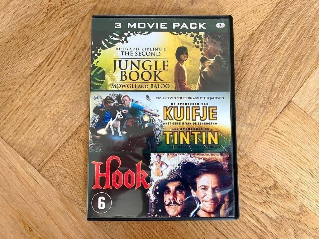 3 Movie Pack: Hook + Kuifje + Jungle Book (nette staat + NL), Avontuur, Boxset, Ophalen of Verzenden, Zo goed als nieuw