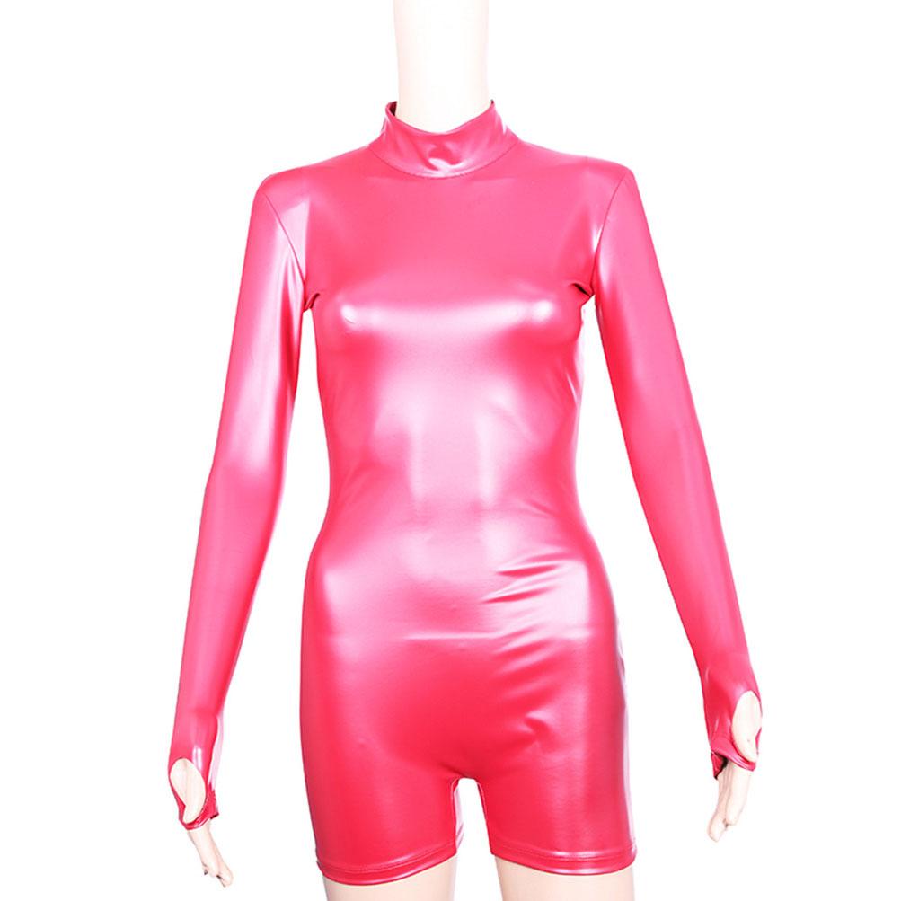 Dames rode catsuit met korte pijp bodysuit kunst latex leer, Maat 38/40 (M), Verzenden, Nieuw, Overige thema's