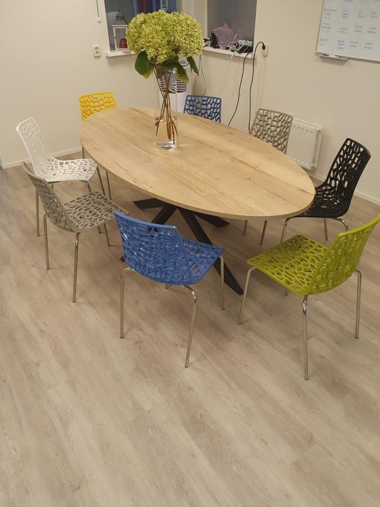 Nieuwe vergadertafel / eetkamertafel div maten en kleuren, 100 tot 150 cm, Rond, Ophalen of Verzenden, Zo goed als nieuw