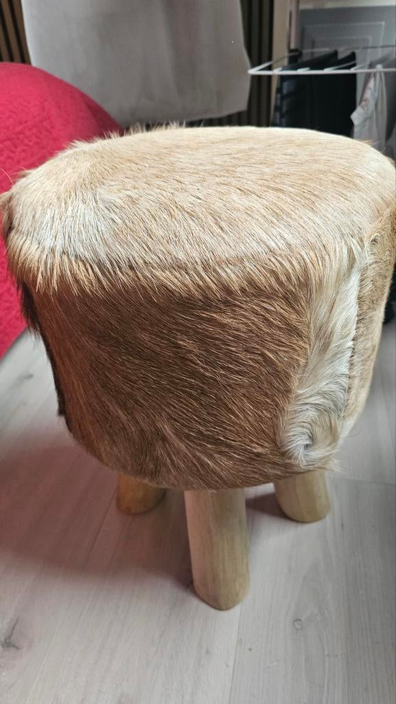 Poef met nep geitenhaar, Ophalen, Minder dan 50 cm, Rond, Minder dan 50 cm