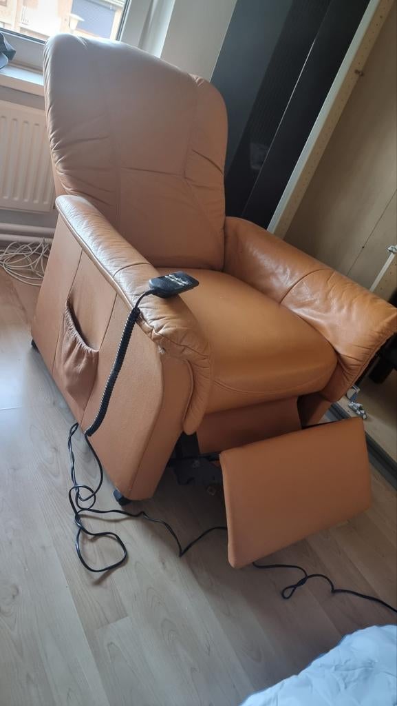 Comfortabele lederen relaxfauteuil, Gebruikt, Minder dan 75 cm, Leer, Ophalen of Verzenden