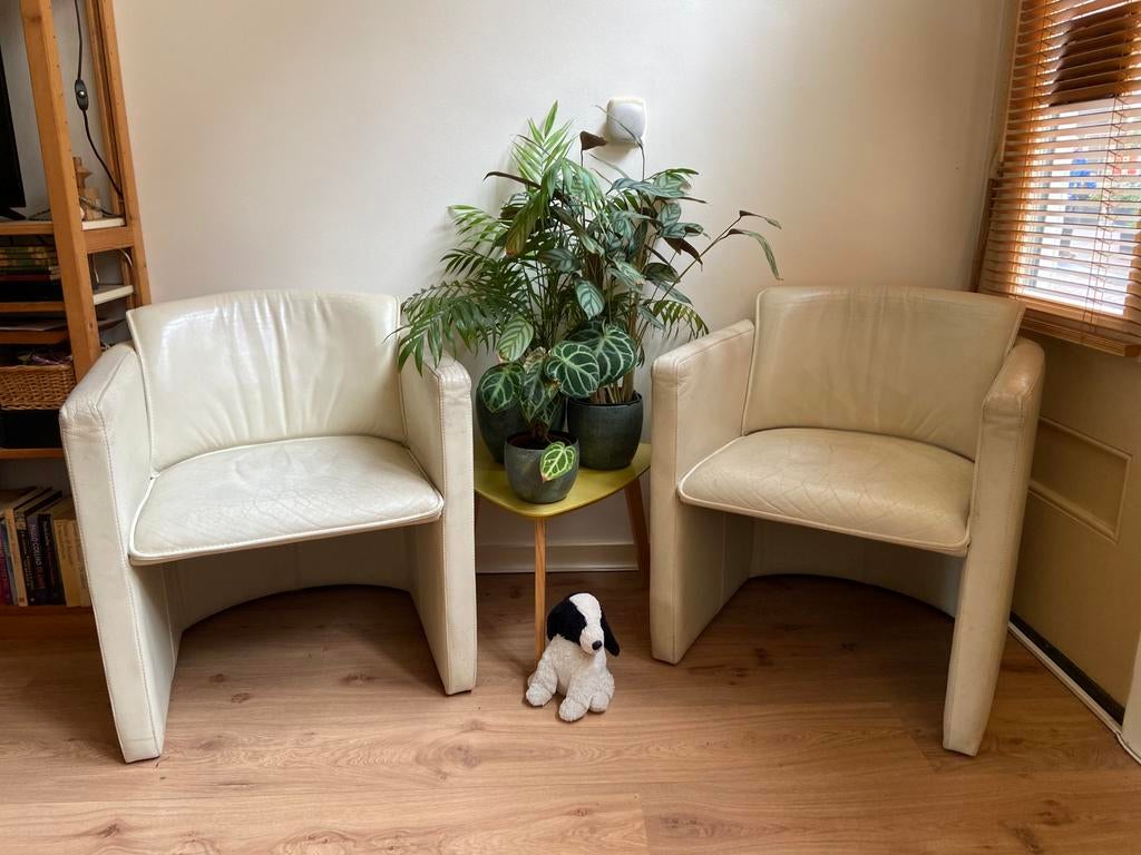 Gratis 2 Fauteuils. Echt leer (Merk: Leolux), Ophalen, Gebruikt, 50 tot 75 cm, Leer