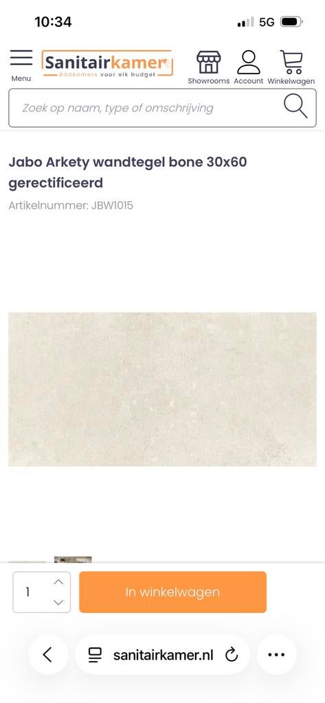 Jabo Arkety wandtegel bone 30x60 gerectificeerd, Ophalen, 60 cm of meer, Nieuw, Minder dan 5 m²