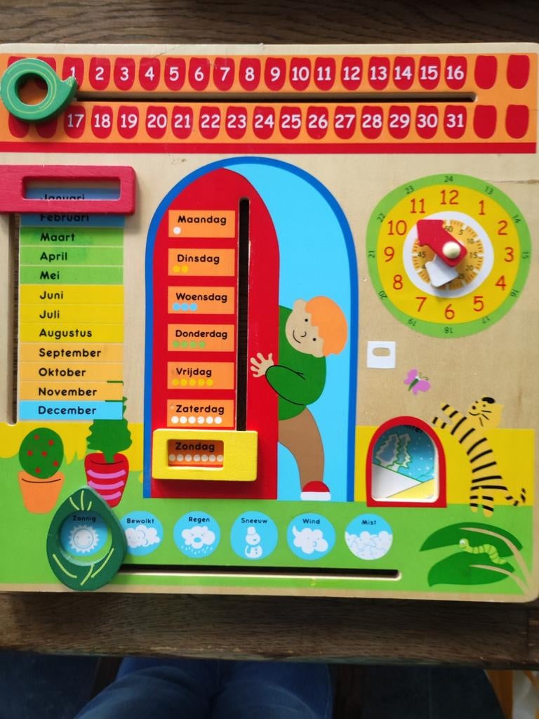 Houten Dagkalender voor Kinderen - Leer Dagen, Maanden, Weer, Kinderen en Baby's, Speelgoed | Educatief en Creatief, Ophalen of Verzenden