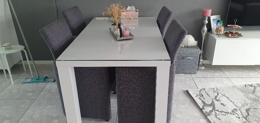 eettafel met stoelen, Ophalen, Zo goed als nieuw, Rechthoekig, 50 tot 100 cm