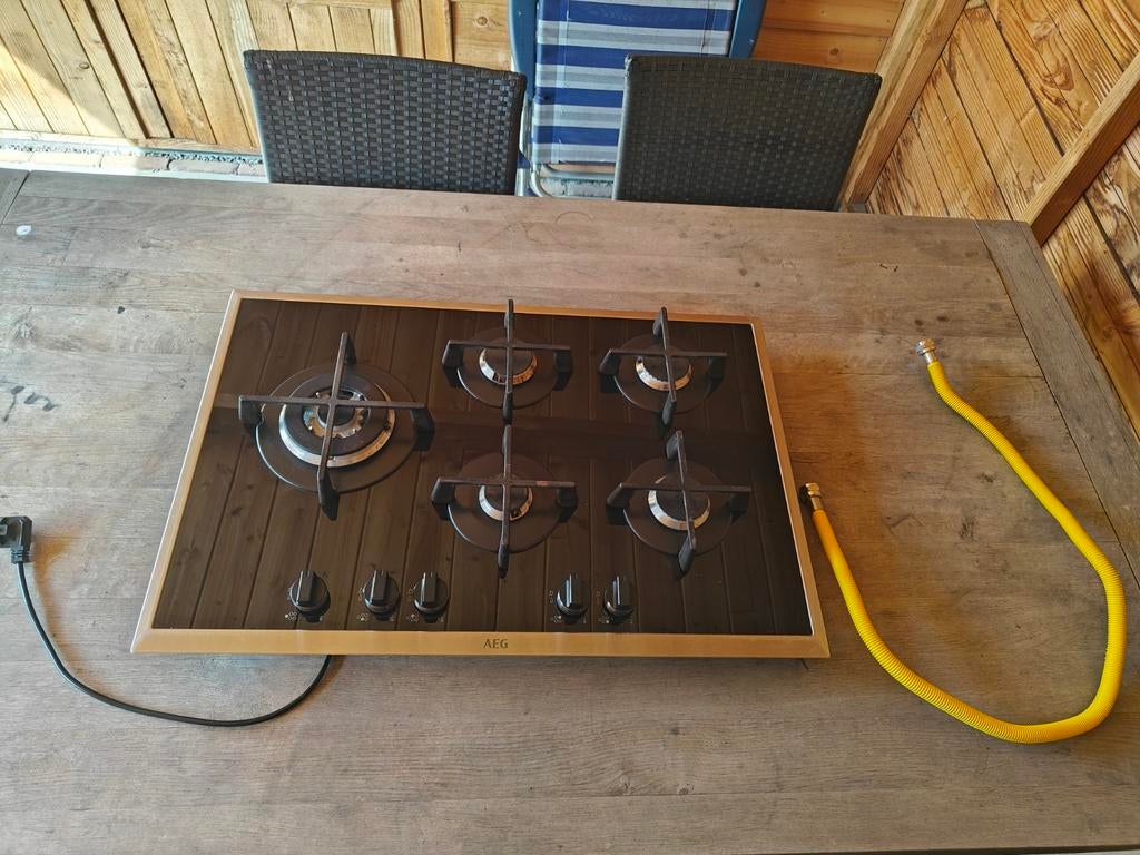 Gaskookplaat AEG 5 pits, Witgoed en Apparatuur, Kookplaten, Ophalen, Gebruikt, 4 kookzones, Inbouw
