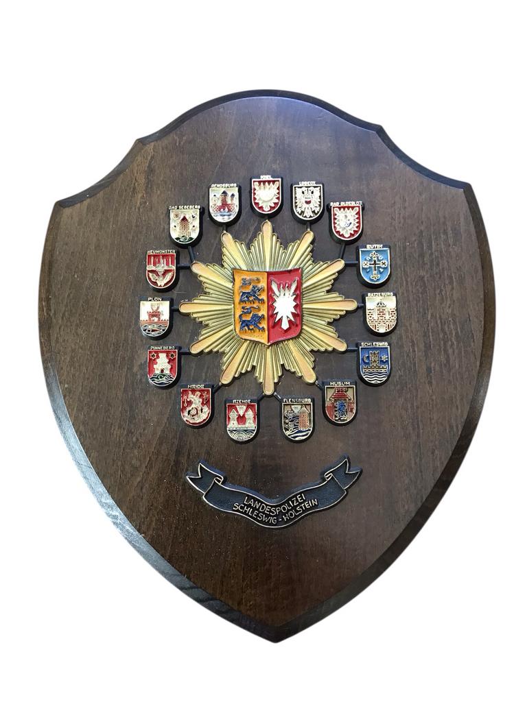 Landespolizei Schleswig-Holstein Wappenschild 31 x 26 cm, Dorpsweg Spankeren, Spelendehollander, Info@spelendehollander.nl, Ophalen of Verzenden