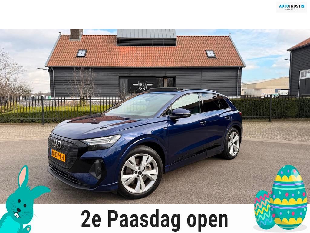 Audi Q4 e-tron 40 Edition S-Competition 77 kWh SOH 90% 2X S-, Automaat, Achterwielaandrijving, Blauw, Leder en Stof