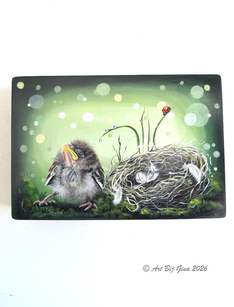 Spring is in the air.. Uniek hand beschilderd houten kistje, Ophalen of Verzenden