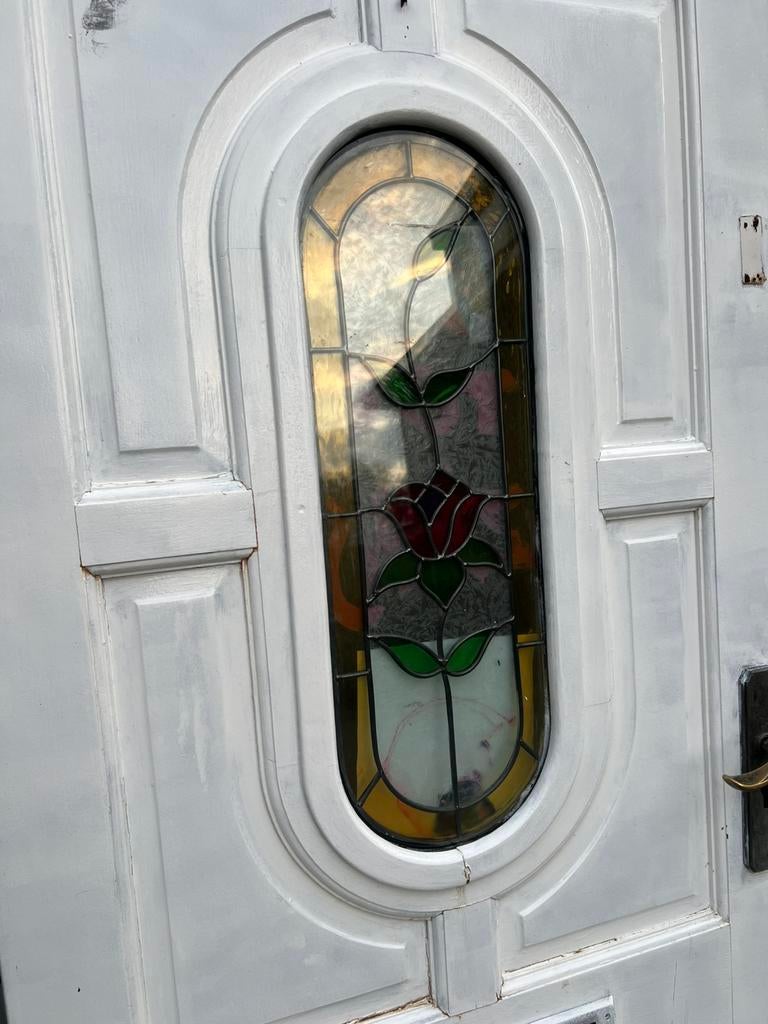 Mooie voordeur met glas in lood, Ophalen of Verzenden, Glas, Buitendeur, 200 tot 215 cm