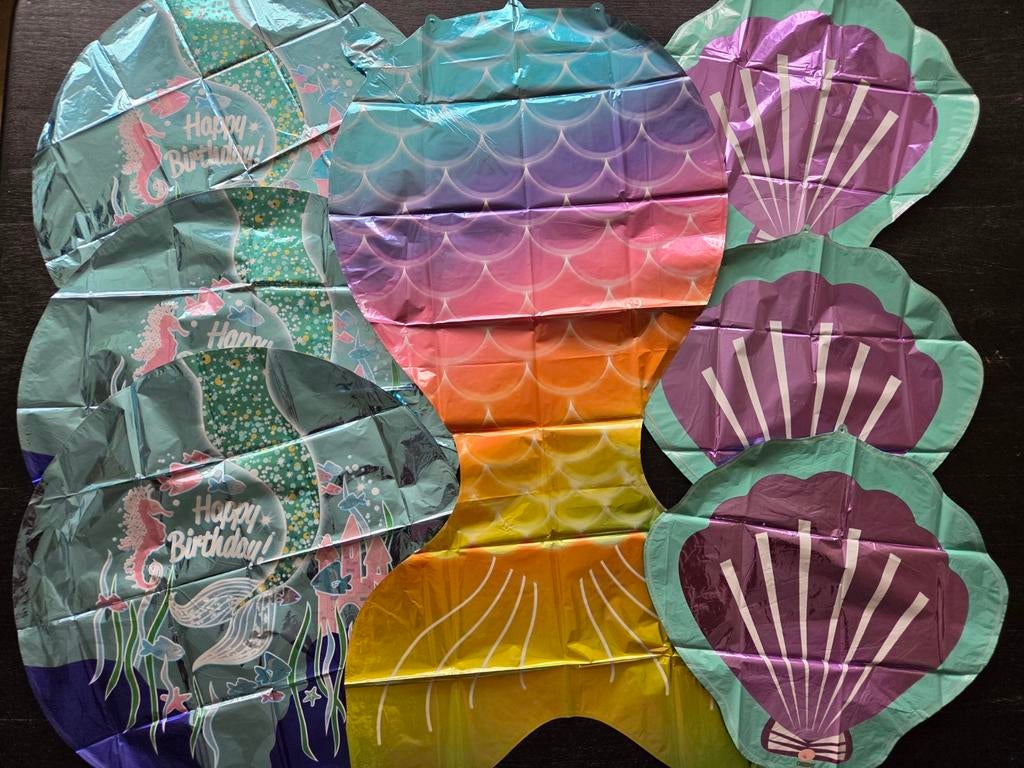 Zeemeermin * laatste set van 7 folie ballonnen, Hobby en Vrije tijd, Feestartikelen, Nieuw, Versiering, Verjaardag, Ophalen of Verzenden