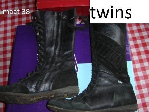zwarte twins laarzen maat 38 echt leer, Gebruikt, Meisje, Twins, Ophalen of Verzenden