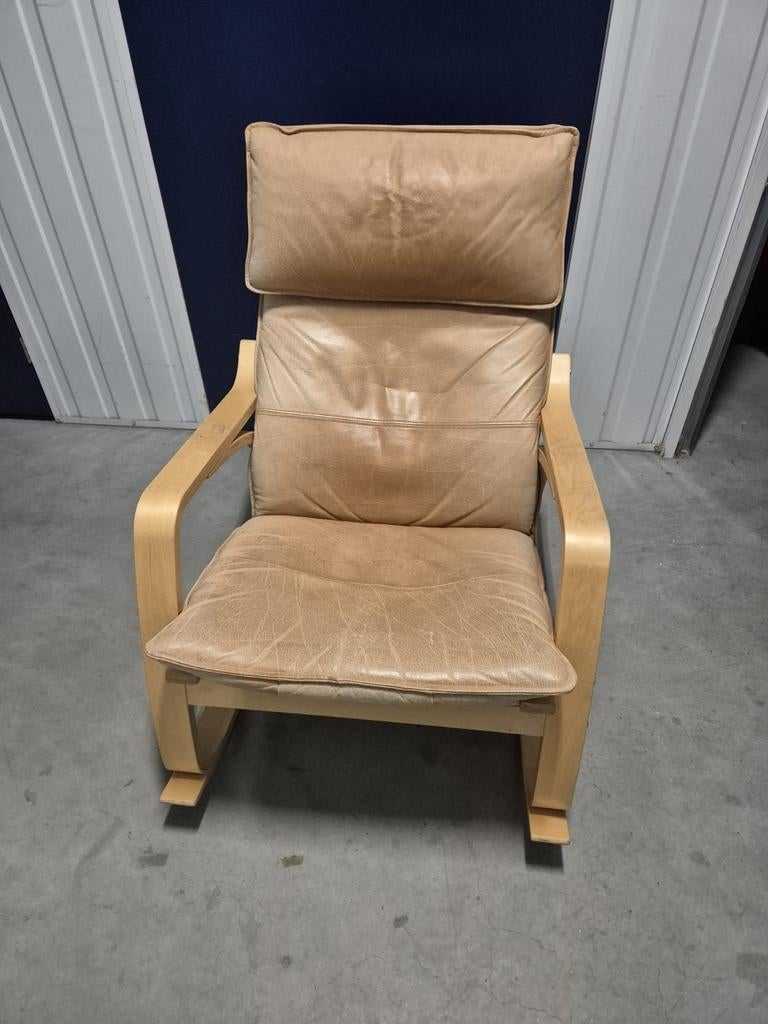 Ikea Poang schommelstoel, Ophalen, Gebruikt, 75 tot 100 cm, Leer