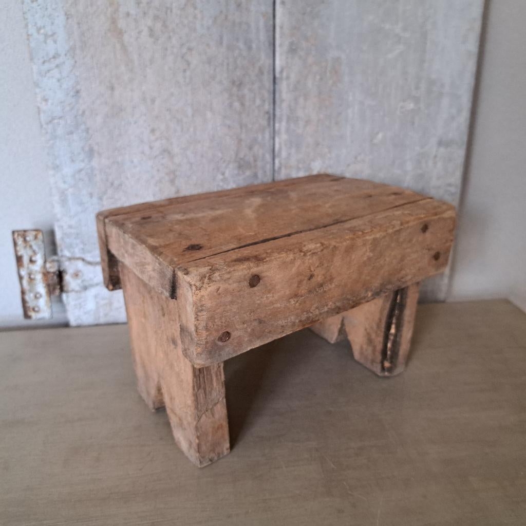 Brocante houten krukje oud vensterbankje opstapje *Etage3*, Gebruikt, ., Ophalen of Verzenden, .