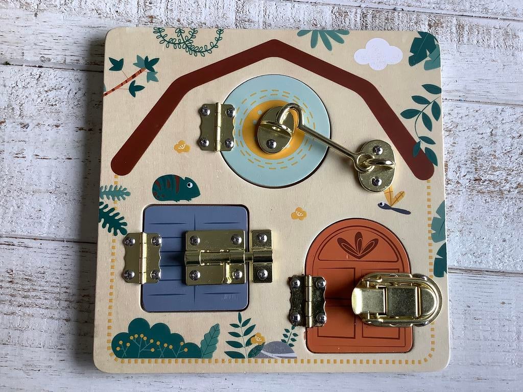 Sloten en grendels houten activiteiten bord safari, Ophalen of Verzenden, 10 tot 50 stukjes