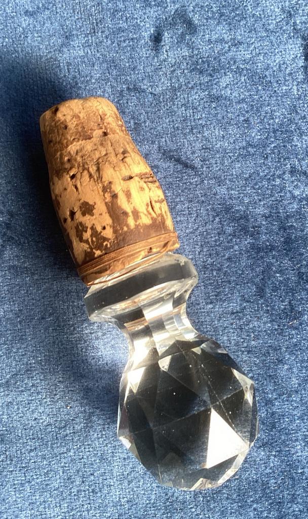 Vintage Wijnfles Stop met Kristallen Knop, Antiek en Kunst, Antiek | Glas en Kristal, Ophalen of Verzenden