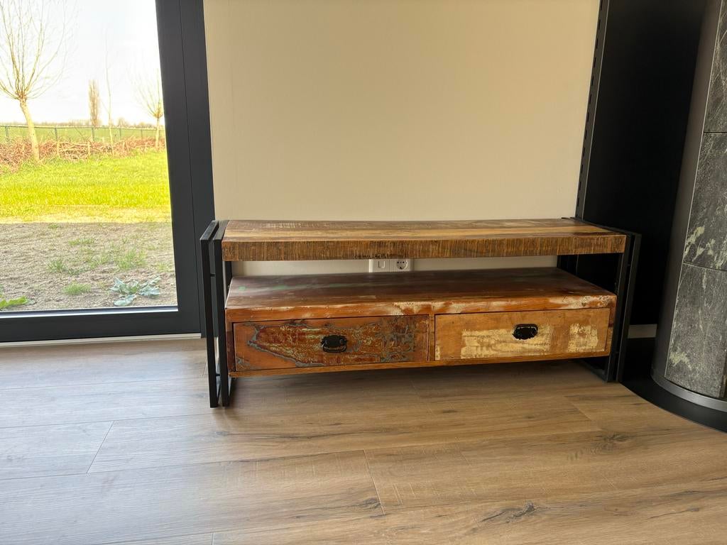 Tv-meubel met twee lades, Ophalen, Gebruikt, 100 tot 150 cm, Minder dan 100 cm