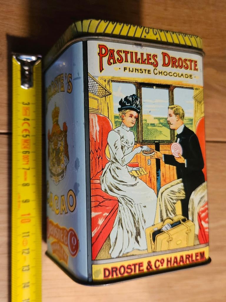 Droste cacao oud blik, fraaie vintage staat, voor cacao, Verzamelen, Ophalen of Verzenden, Gebruikt, Overige, Droste