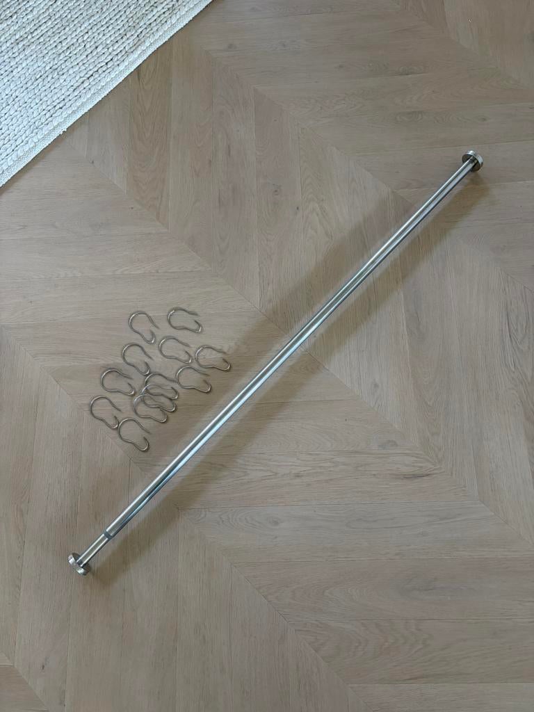 IKEA Hornen douchegordijn stang + haakjes, Ophalen, Zo goed als nieuw, Grijs, Overige typen