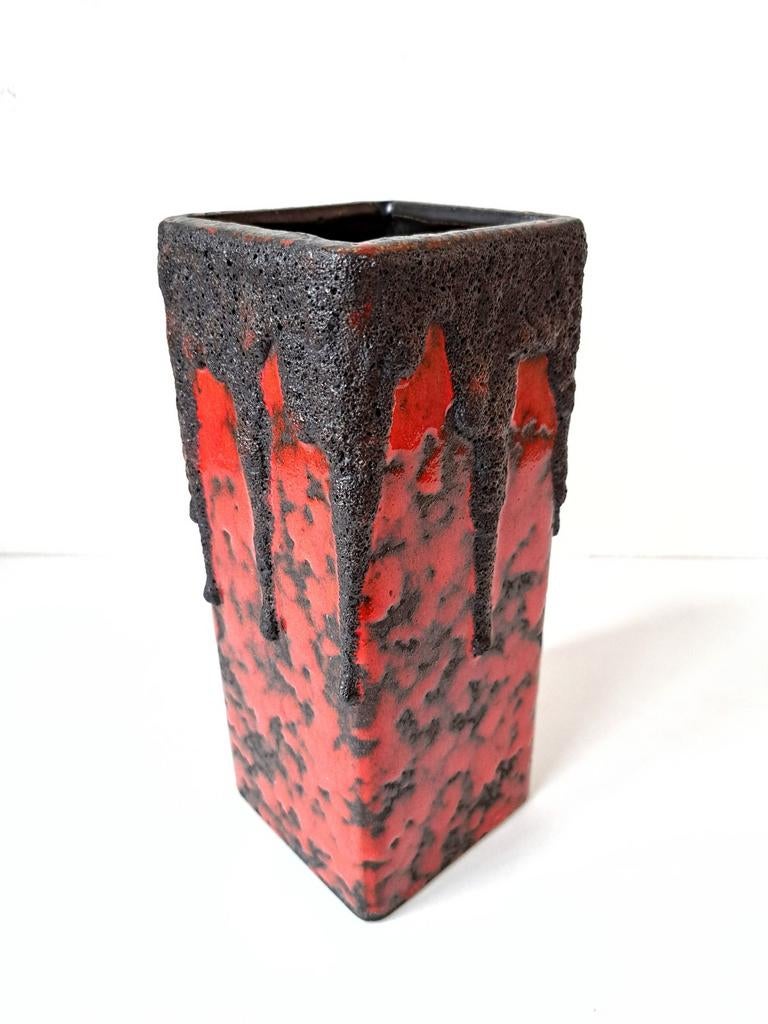 W.Germany Fohr H20cm Fat Lava glazuur blok vaas, Ophalen of Verzenden