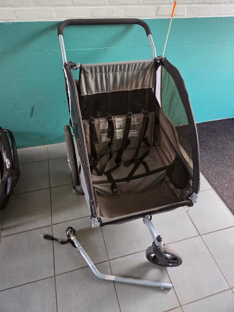 KESSER fietskar met 2 zitjes en regenhoes, Fietsen en Brommers, Fietsaccessoires | Aanhangers en Karren, Ophalen, Gebruikt, Opvouwbaar