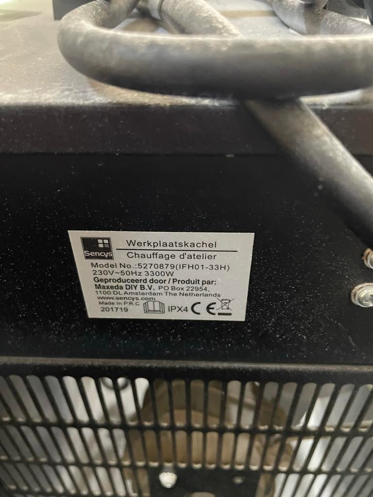 15€p.s. 2x Sencys Werkplaatskachel/Bouwdroger 3300W, Ophalen of Verzenden, Gebruikt, 800 watt of meer, Kachel