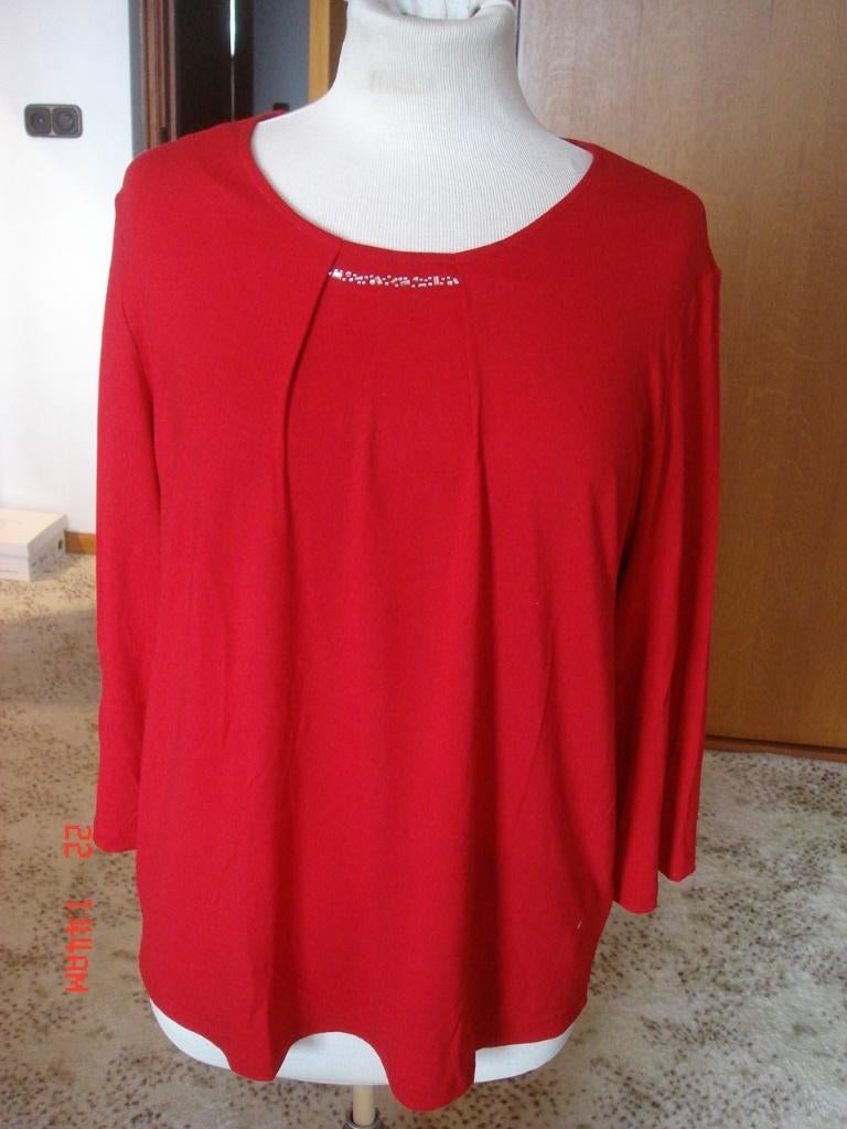 Habella rode top lange mouw maat L, Maat 38/40 (M), Habella, Ophalen of Verzenden, Zo goed als nieuw