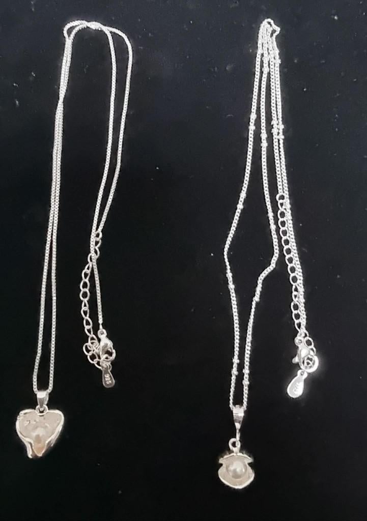 2 x hanger met zoetwaterparels aan ketting 925 zilver, Overige voorstellingen, Nieuw, Ophalen of Verzenden, Met parel