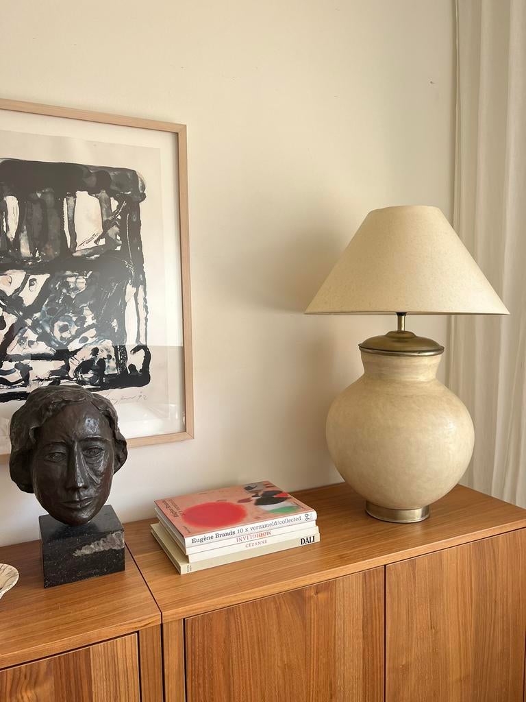 Grote vintage aardewerk bollamp kruiklamp, Huis en Inrichting, Ophalen, Minder dan 50 cm