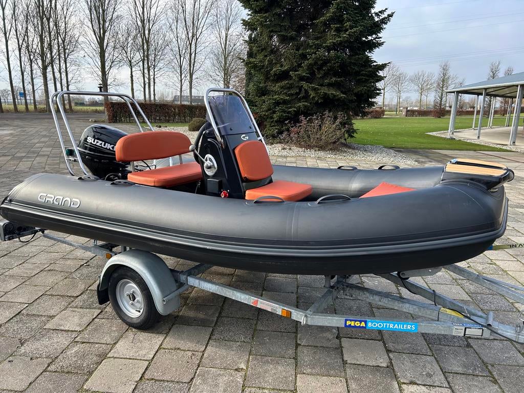 Grand 360 Gold RIB - 20 pk Suzuki 4 takt inclusief trailer, Zo goed als nieuw, Benzine, Minder dan 70 pk, Overige materialen