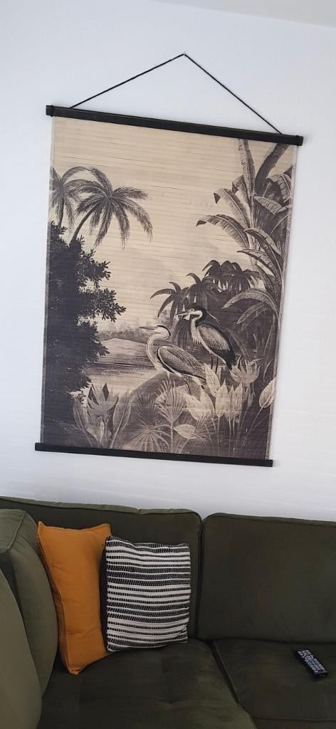 Bamboe schilderij Flamingo, Ophalen, Zo goed als nieuw, Schilderij, 75 tot 100 cm