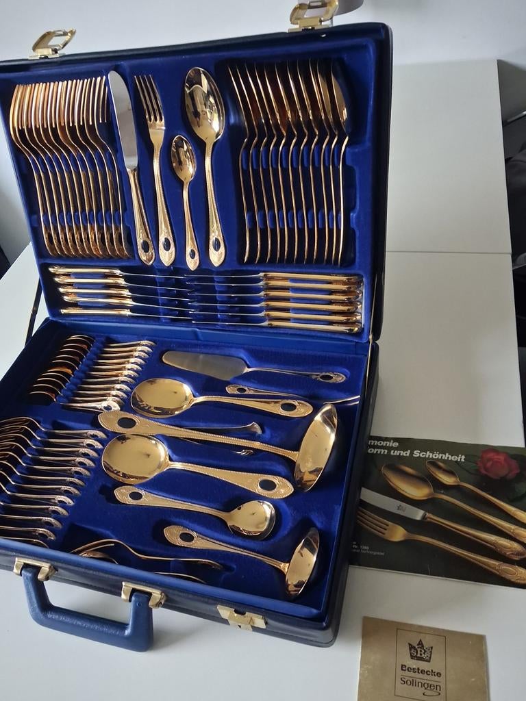 Solingen Bestek verguld  voor 12 Personen Met Certificaat!, Ophalen of Verzenden, Rvs of Chroom